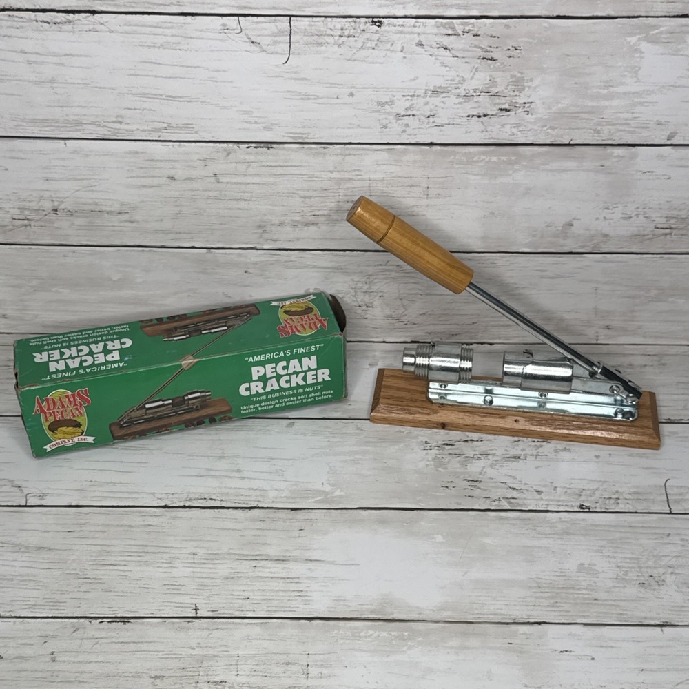 Vintage Adams Pecan Cracker Lever Action Nutcracker Tool With Original Box USA